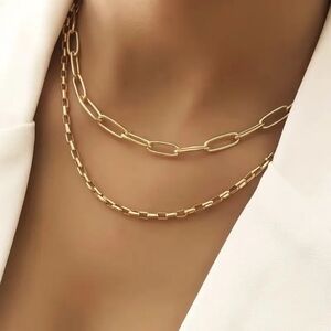 18 KT Gold Over Titanium Chain Necklace Set